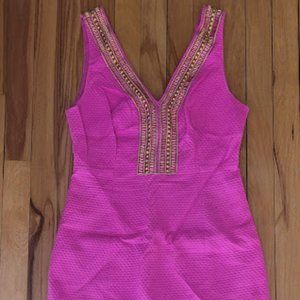 Lily Pulitzer hot pink dress with gold embellishments (size 2)